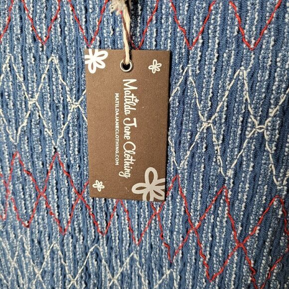 NWT Matilda Jane Enchanted Garden Blue Roxie Striped Smocked Tank top Size Med - Picture 4 of 7